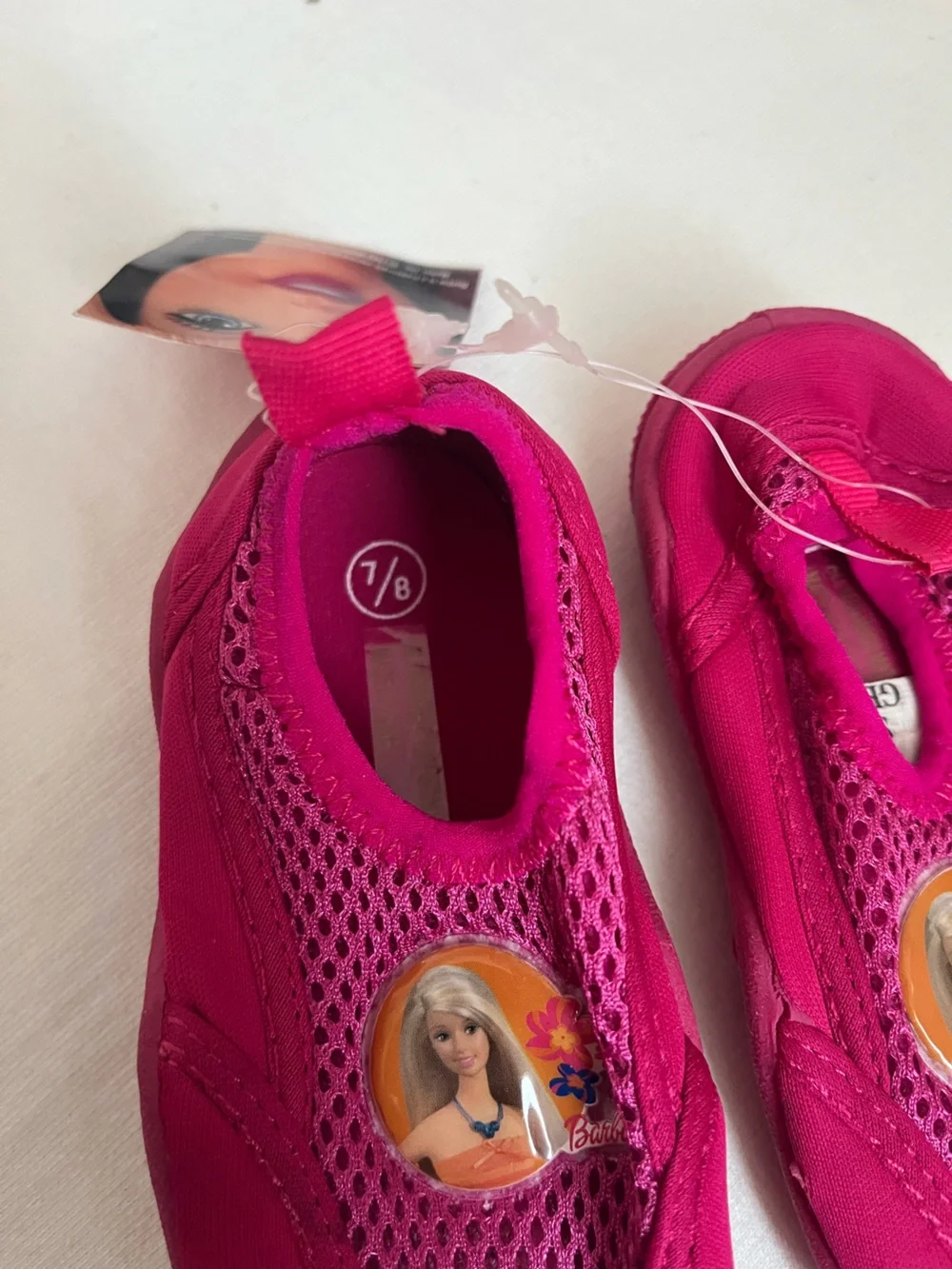 Vintage Barbie Bright Pink Kids Water Shoes Slip-Ons Y2K Deadstock